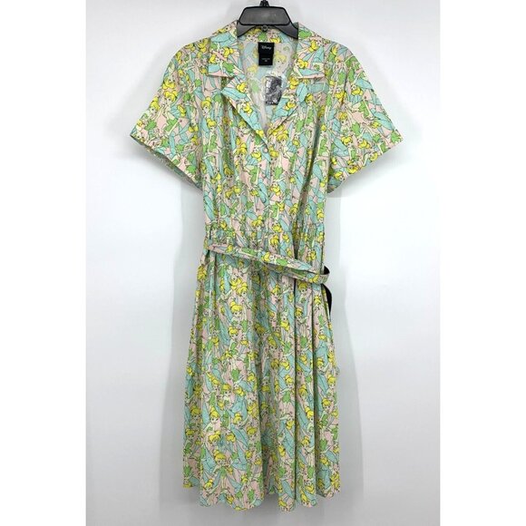 Torrid Disney Dress Peter Pan Tinkerbell Swing Button Belted NWT - Picture 3 of 14